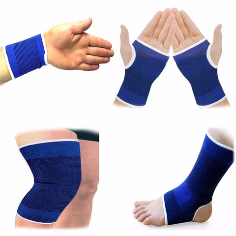 1Pair Elasticated Knee Blue Knee Pads Knee Support Brace Leg Arthritis Injury GYM Sleeve Elasticated Bandage Ankle Brace Support ► Photo 1/6