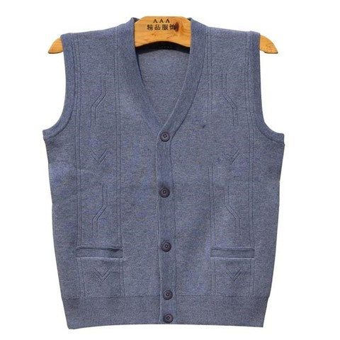 Mens Spring Vests Sleeveless Sweaters Knitted Waistcoat Cardigan Wool Coats Chandail Male Jumpers Fleece Vest Autumn Stretch ► Photo 1/6