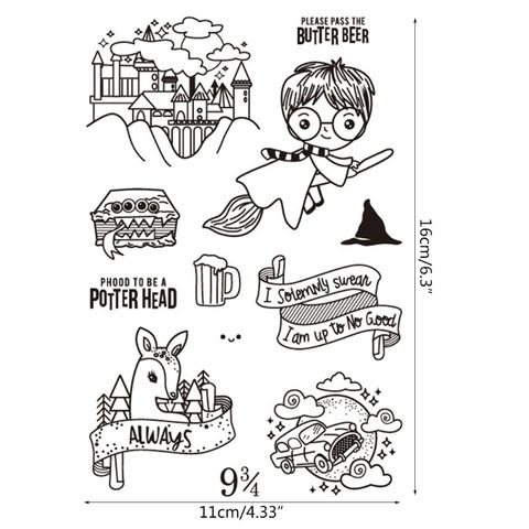 Castle Riding Broom Boy Silicone Clear Seal Stamp DIY Scrapbooking Emboss Album ► Photo 1/5