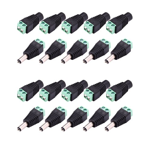 10 pair (20pcs) Coax Cat5 To Bnc DC Power Male jack plug DC female Connector plug adapter Av BNC UTP for CCTV Camera Video Balun ► Photo 1/6