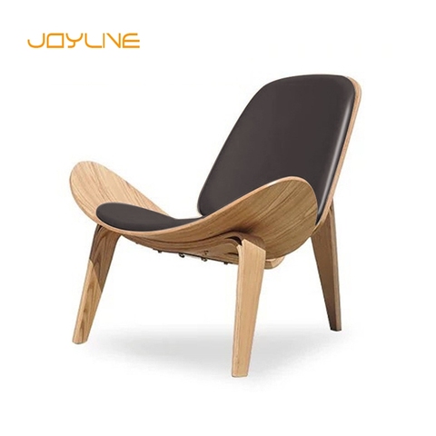 JOYLIVE Modern Lounge Three-Legged Shell Chair Ash Plywood Fabric Upholstery Living Room Furniture ► Photo 1/6