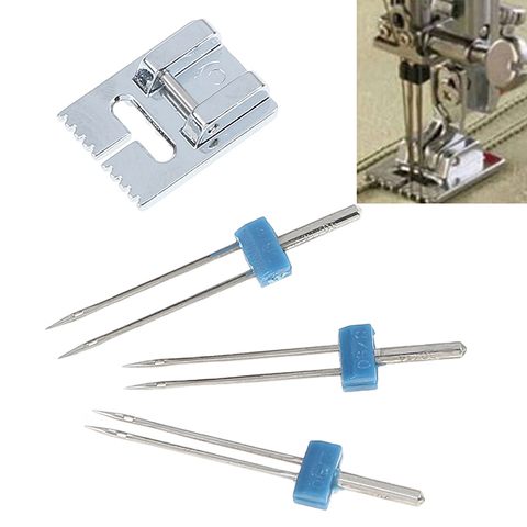 3pcs/set Double Twin Needles Wrinkled Sewing Presser Foot for Brother Sewing Machine Parts Sewing Tools 2/90 3/90 4/90 Sizes ► Photo 1/6