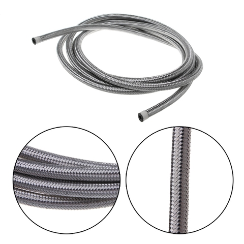 1M 3M Stainless Steel Braided Brake Gas Oil Fuel Line Hose AN4 AN6 AN8 AN10 NEW ► Photo 1/6