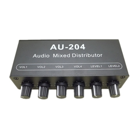12V Stereo Audio Mixer Distributor Signal Selector switcher 2 Input 4 output 3.5MM Individually Controls Headphones Amplifier ► Photo 1/5