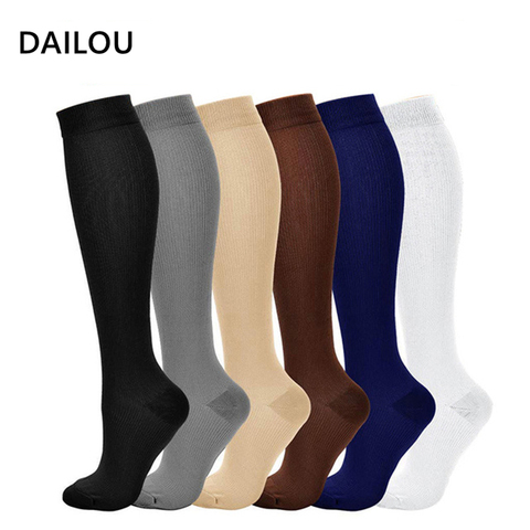 Soft Nylon Knee High Compression Socks Outdoor Sports Solid Color Long Socks Anti-Fatigue Relieve Pain Simple Compression Socks ► Photo 1/6