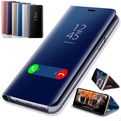 Smart Mirror Flip Phone Case For Samsung Galaxy J2 J3 J5 J7 Prime 2016 2017 J4 J6 Plus J8 2022 Note 3 4 5 8 9 Clear View Cover ► Photo 1/6