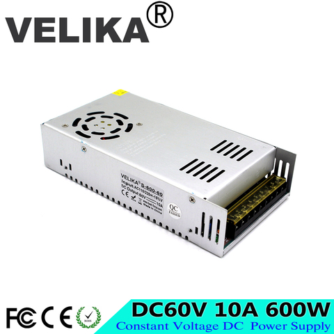 Universal Power Supply DC Regulated 60V 10A 600W Switching Power Adapter Transformer 110V 220V AC To DC60V for CNC CCTV Motor ► Photo 1/6