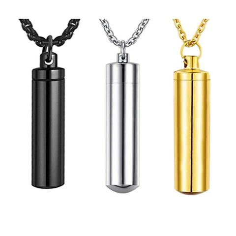 Dropship 3 Colors Cylinder Cremation Urn Necklace for Ashes Memorial Keepsake Pendant  Engrave Stainless Steel Keepsake Jewelry ► Photo 1/6