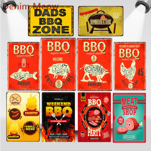 Dad's BBQ Zone Vintage Barbeque Party Metal Sign Grill Time Wall Art Poster for Bar Pub Kitchen Retro Printing Home Decor WY81 ► Photo 1/6