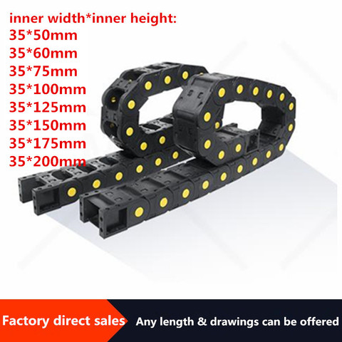 35*50 60 75 100 125 150 175 200mm Transmission 1000mm Cable Drag Chain Wire Carrier End Connectors for CNC Router Machine Cable ► Photo 1/4