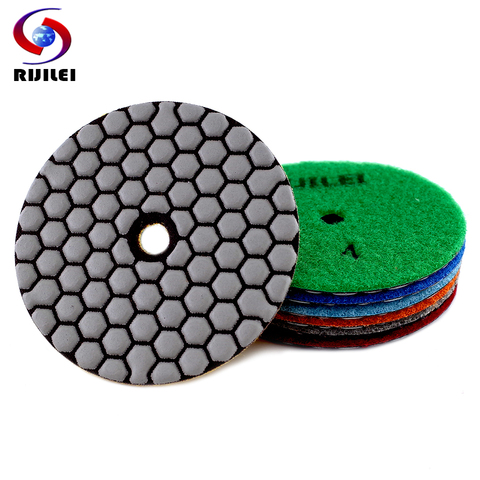 RIJILEI 6PCS 4 Inch Dry Polishing Pad Flexible Resin 100mm Diamond Polishing Pads For Marble Concrete Floor Grinding Disc ► Photo 1/6