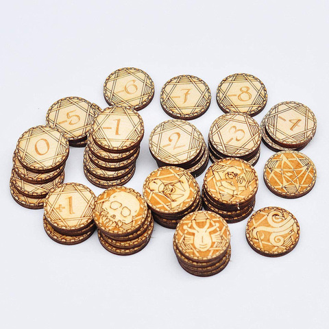 Chaos Tokens Compatible with Arkham Horror The Card Game Wood Laser Cut Full Core Pack of 44 ► Photo 1/6