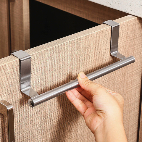 1PC Over Door Towel Stand Rack Storage Stainless Steel Bathroom Kitchen Cupboard Universal Door Hanging Sundries Shelf Organizer ► Photo 1/6