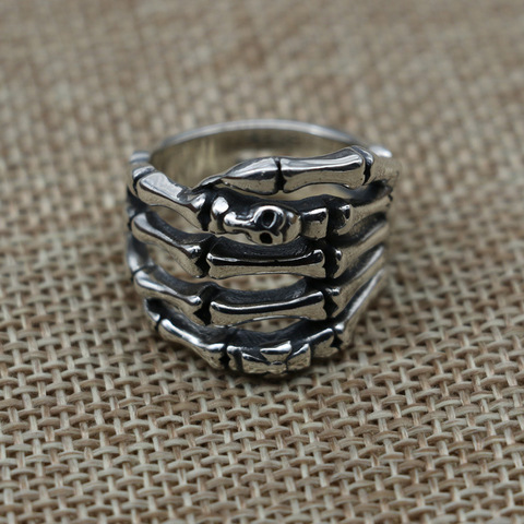 Rock Style Skeleton Ring 925 Sterling Silver Jewelry Cool Thai Silver Ring Men's Index Finger Wholesale ► Photo 1/5