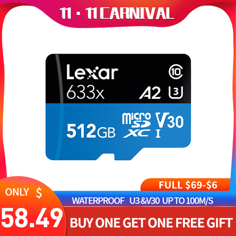 Lexar micro sd card 512GB High Speed up to 95MB/s U3 A1 tf Memory Card micro sd for Gopro laptop tablet free shipping ► Photo 1/6