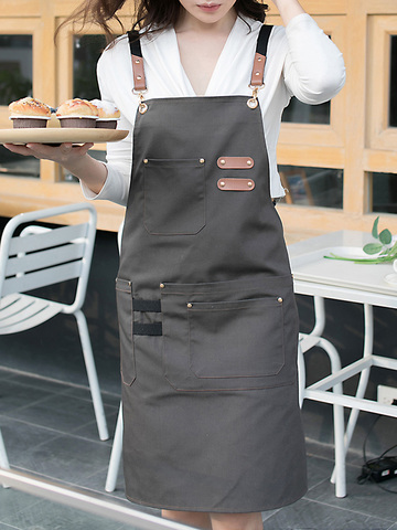 New Fashion Canvas Kitchen Aprons For Woman Men Chef Work Apron For Grill Restaurant Bar Shop Cafes Beauty Nails Studios Uniform ► Photo 1/6