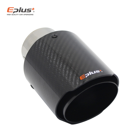 EPLUS Car Glossy Carbon Fiber Exhaust System Muffler Tip Universal Straight Stainless Black Mufflers Multi-Size For Akrapovic ► Photo 1/6