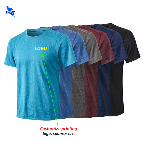 Customize LOGO Print Men Quick Dry Running T-Shirts Breathable Sport Shirts Fitness Gym Camouflage Top Tee Sportswear Rashguard ► Photo 1/6