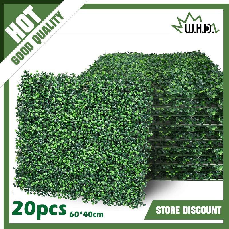 40*60cm Artificial Leaf Hedge Mat Fence Fake Plants Grass Wall Garden Panels New