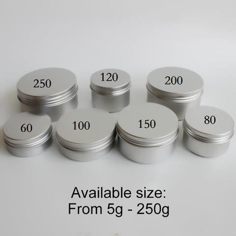 5g 10g 20g 30g 50g 60g 80g 100g 150g 200ml Aluminum Jar Empty Cosmetic Lip Balm Tin Lotion Bottle Cream Container Free Shipping ► Photo 1/4