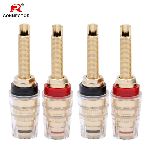 4Pair Brass Binding Post HIFI Terminals Connector, 19MM Binding Post HIFI Speaker Amplifier Audio Plug Match 4mm Banana Plug ► Photo 1/6