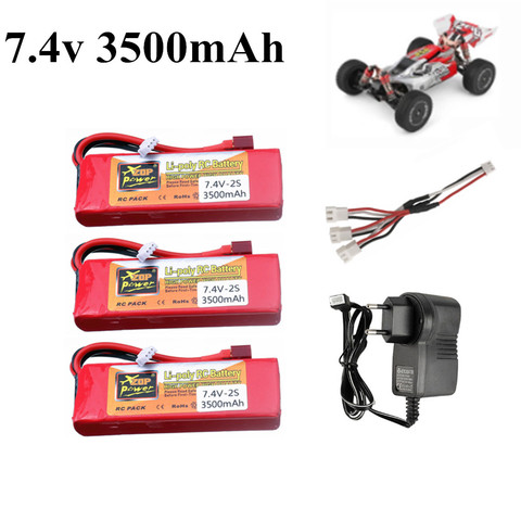 Original 144001 2s 7.4 V 3500mAh Lipo battery for Wltoys 1/14 144001 RC car boat 7.4v Rechargable battery Charger Set ► Photo 1/6