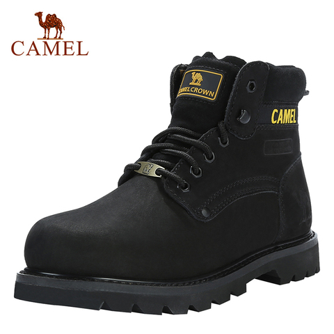 CAMEL Men's Shoes Quality Tooling Boots Genuine Leather Army Male Tactical Military Botas Rubber Cool Work Shoes Man Size 41-46 ► Photo 1/6