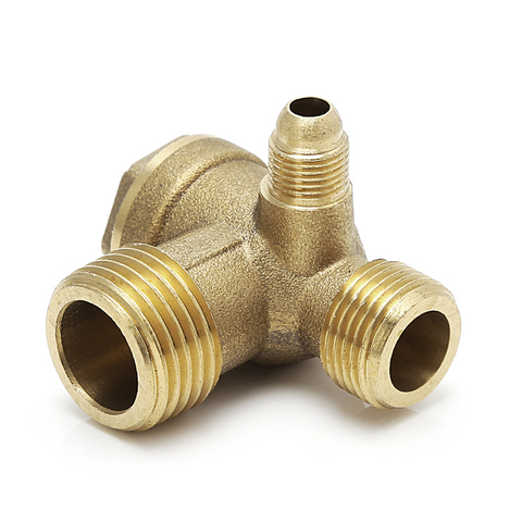 Male Thread 3 Way Metal Air Compressor Check Valve Gold Tone ► Photo 1/6