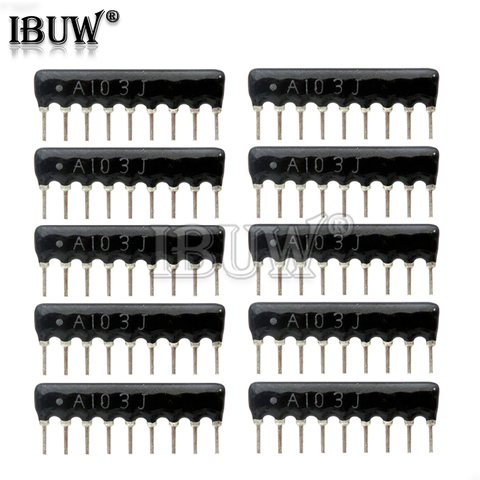 10pcs 9PIN exclusion Network Resistor array DIP 100 220 330 470 510 680 1K 1.2K 1.5K 2K 2.2K 3.3K 4.7K 10K 100K ohm ► Photo 1/2