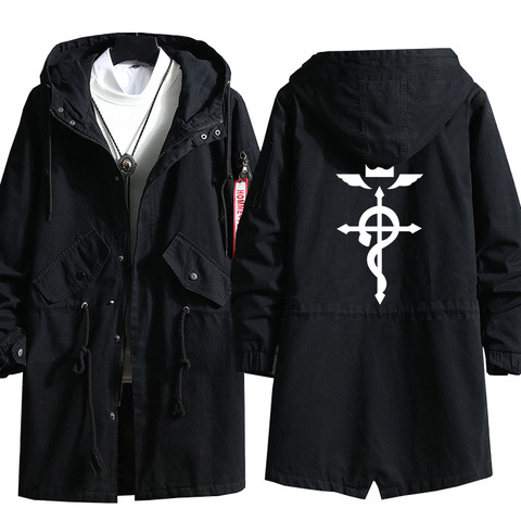 Anime Fullmetal Alchemist Cosplay Long Hoodie Edward Elric Costume Men Coat Trench Jacket Overcoat for Spring Autumn ► Photo 1/5