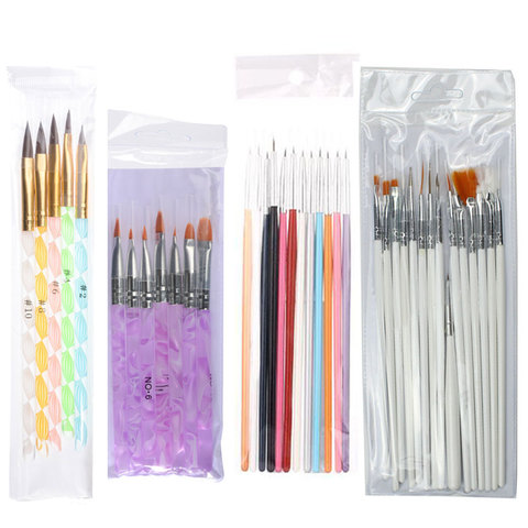 Nail Art Brush Set Manicure Tools Gradient Gel Nail Polish Builder Drawing Carving Ombre Brushes French Nail Design Painting Pen ► Photo 1/6