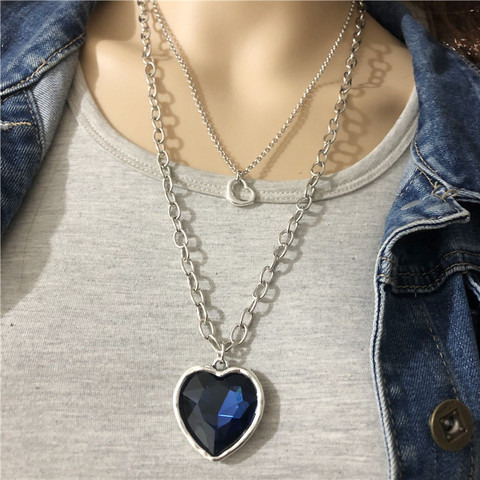 Anslow Wholesale Brand Sweet LOve Couple Ocean Heart Crystal Sweater Chain Necklace For Women Wedding Engagement Gift  LOW0027AN ► Photo 1/6