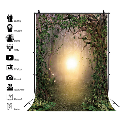 Laeacco Dreamy Old Tree Flowers Arch Door Mystery Cave Party Baby Photography Backgrounds Photocall Photo Backdrops Photophone ► Photo 1/6