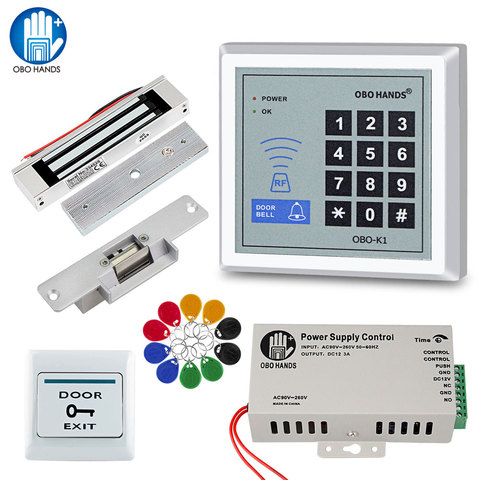 Full RFID Door Entry Access Control System Kit Set DC12V 1000 User 125KHz with Electric Magnetic Lock Strike Bolt Lock for Gate ► Photo 1/6