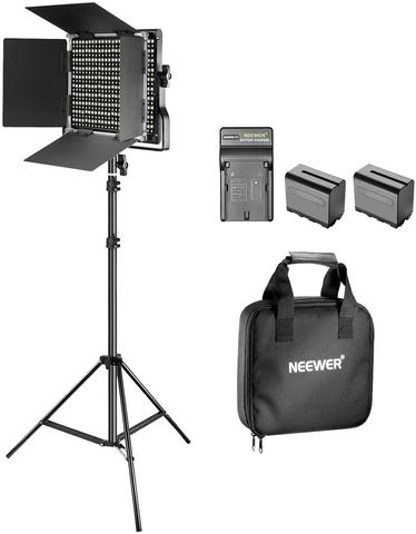 Neewer Bi-color LED video light and stand set battery and dimmable charger 660 LED U bracket and barndoor for studio YouTube ► Photo 1/6