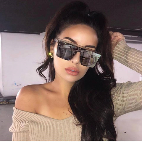 15 colors Flat Top Sunglasses Men Women Brand Designer Square Shades Gradient Sun Glasses Men Cool One Piece UV400 Mirror ► Photo 1/6