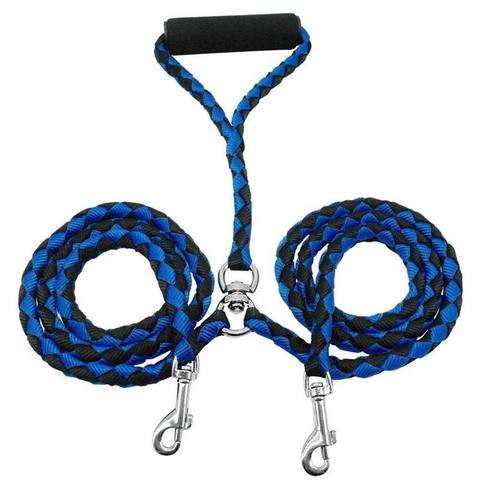 2 Way Braided Nylon Dual Dog Leash Double Lead Rope Durable Walking Strong Leashes For 2 Dogs With Soft Padded Handle ► Photo 1/6