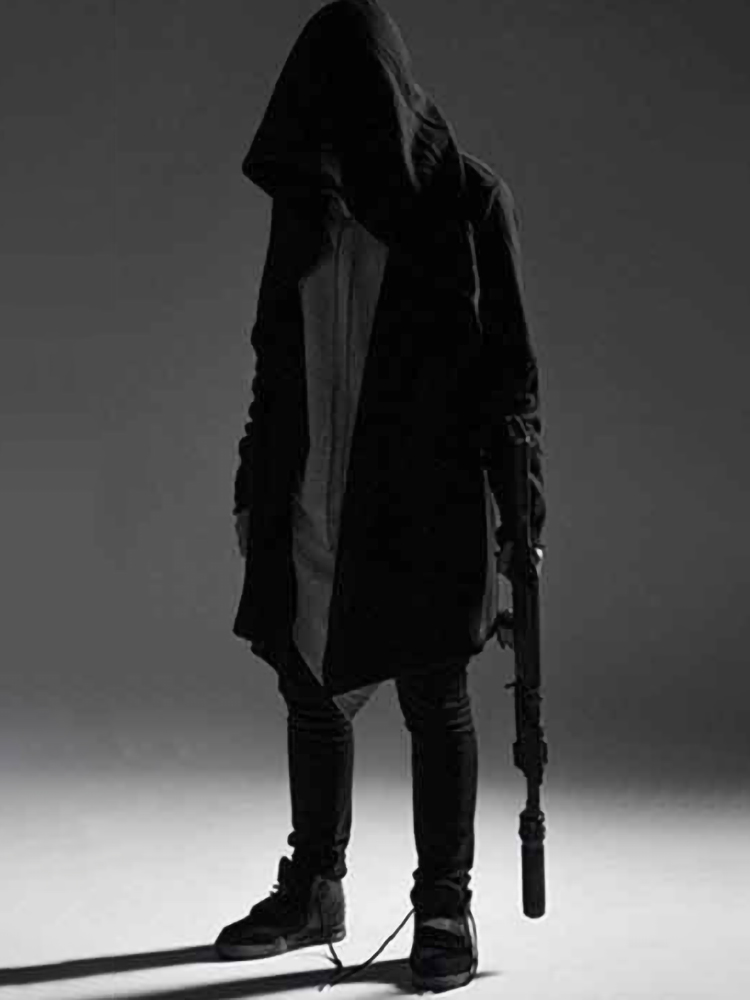 Hip Hop Hoodie Men Black Gothic Streetwear Alan Walker Cardigan