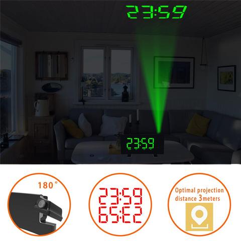 8inch LED Digital Display USB Adjustable Snooze Alarm Clock FM Radio Projector ► Photo 1/6
