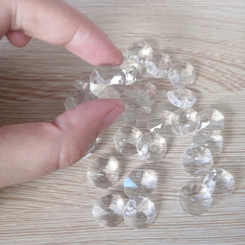 Camal 20pcs Clear 14mm Crystal Octagonal Loose Beads Two Holes Prisms Chandelier Lamp Parts Accessories DIY Wedding Centerpiece ► Photo 1/6