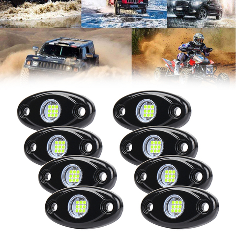 2/4/8Pods Led Rock Lights For Jeep Atv Suv Offroad Car Truck Boat Underbody Glow Trail Rig Lamp Underglow Led Neon Lights Wate ► Photo 1/6