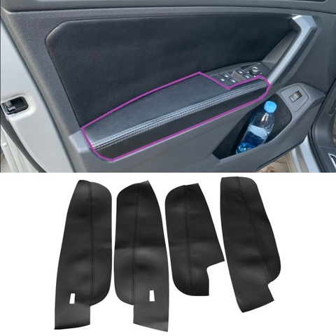 For VW Tiguan 2017 2022 4pcs Microfiber Leather Interior Door Handle Armrest Panel Cover Protective Trim ► Photo 1/6
