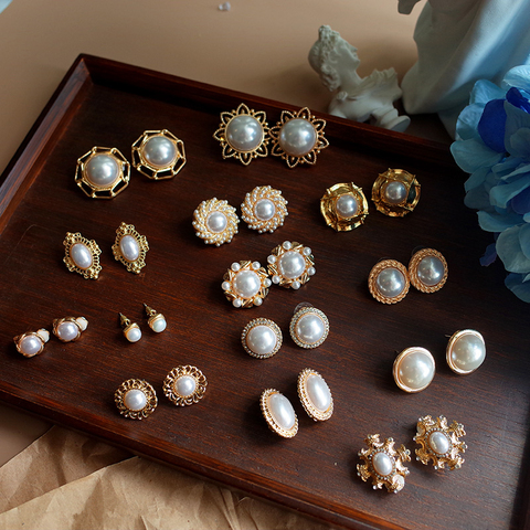 HUANZHI French Elegant Retro Temperament Pearl Rhinestone classic Earrings For Women Girl Party Jewelry Gift 2022 New ► Photo 1/6