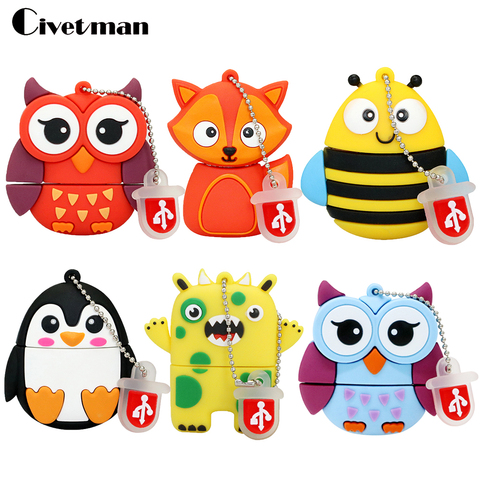 New Arrival USB Flash Drive 128GB Pen Drive 4GB 8GB 16GB 32GB 64GB USB-flash Pendrive Mini Lovely Owl/Robot Memory Stick U Disk ► Photo 1/6