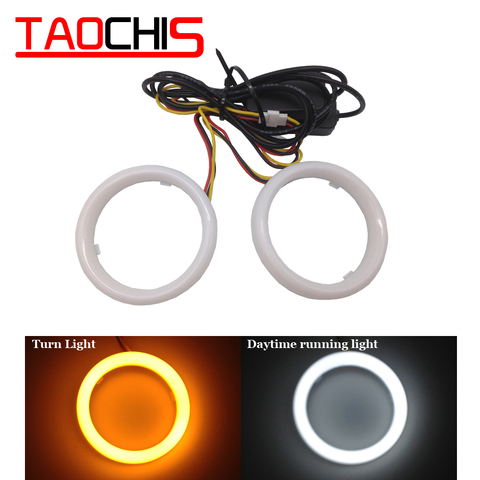 DIY Car styling LED COB Angel Eyes with Turn Light Signal Yellow White Cotton Waterproof Day time running dual colors Halo Rings ► Photo 1/1