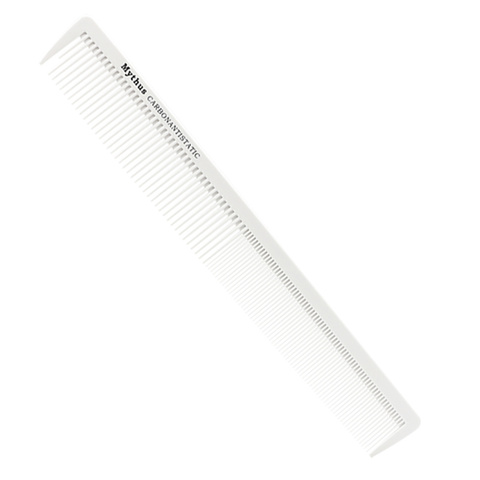 Mythus Series Carbon Antistatic White Comb For Hairdressing Long  Heat Resistant Barber Haircutting Comb With Hook Design M-6300 ► Photo 1/5