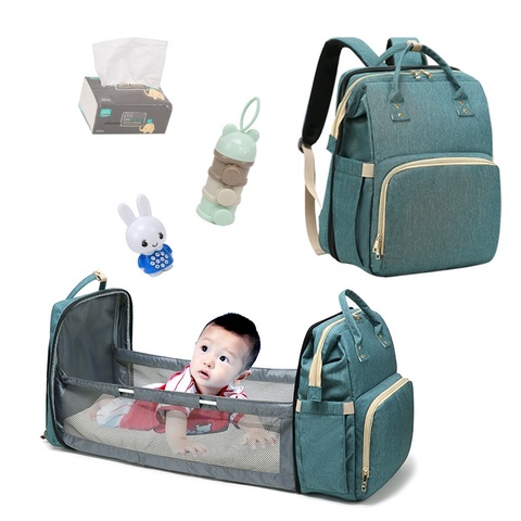 2022 Fashion Portable Folding Crib Diaper Bag Multi-Function Large Capacity Baby Backpack Diaper Bag Baby Stroller Organizer Bag ► Photo 1/6