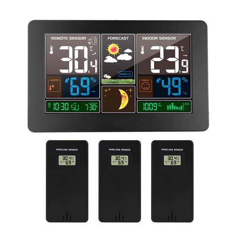 Wall Clock Digital Weather Station 3 Sensor Wireless Indoor Outdoor Thermometer Hygrometer Barometer Forecast Modern Watch -40℃ ► Photo 1/6