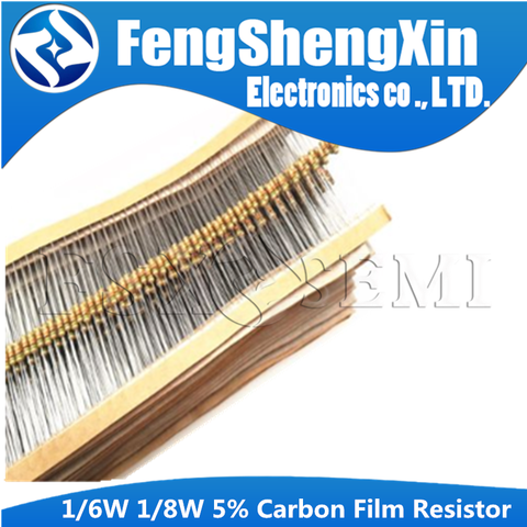 100pcs 1/6w 1/8w (0.125w)5% Carbon Film Resistor 1R~1M 2.2R 10R 22R 47R 51R 100R 150R 470R 1K 4.7K 10K 47K 1 2.2 10 22 47 51 100 ► Photo 1/2