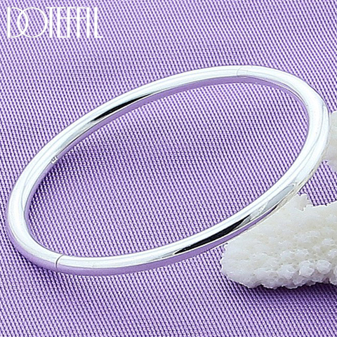 DOTEFFIL 925 Sterling Silver Solid Smooth Opening Bangles Bracelet For Woman Wedding Engagement Party Jewelry ► Photo 1/6